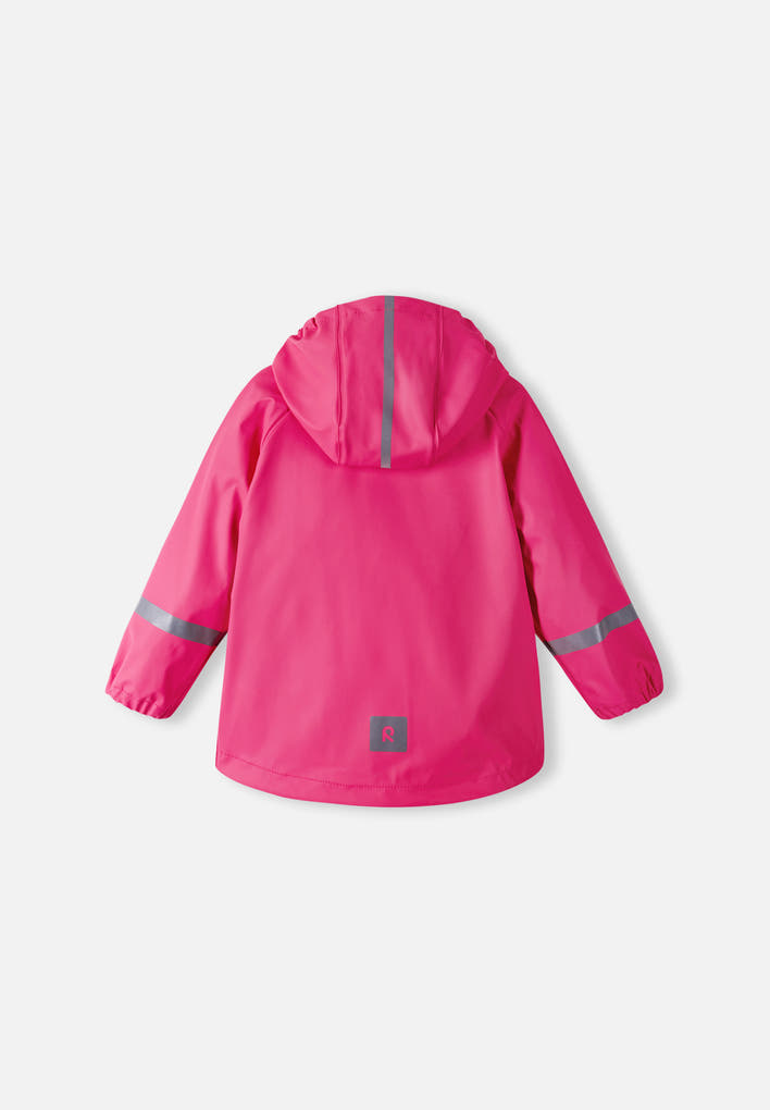 Reima Pink Rain Jacket Lampi with reflecting details and detachable hood