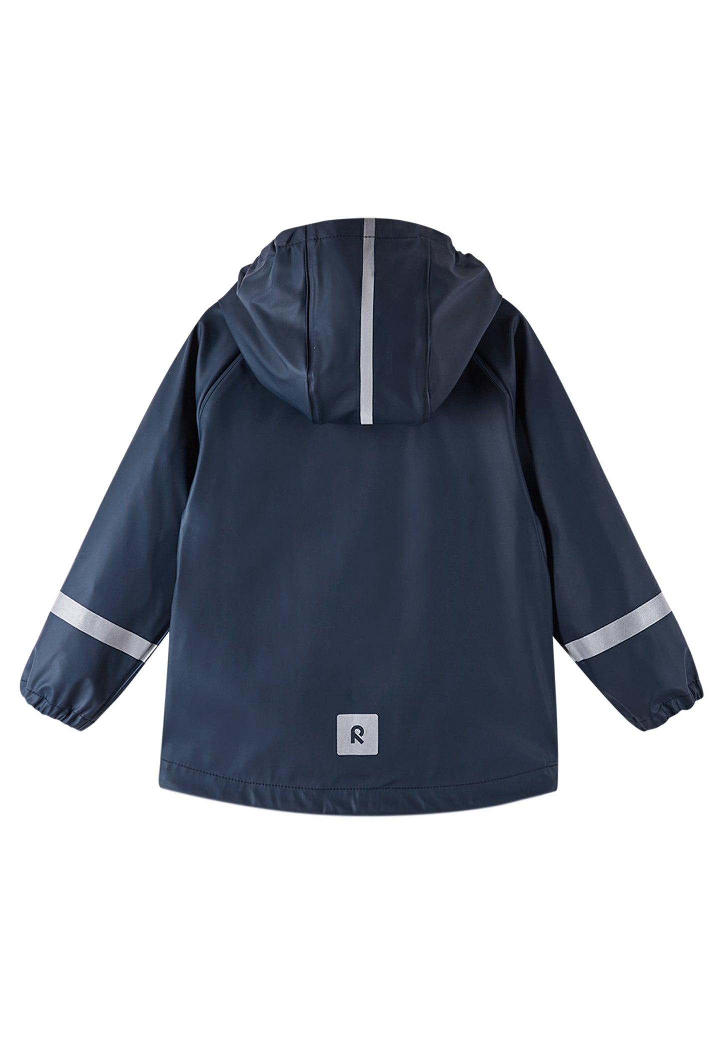 Reima Waterproof Dark Blue Navy Kids Rain Coat Lampi with light reflecting details detachable hood